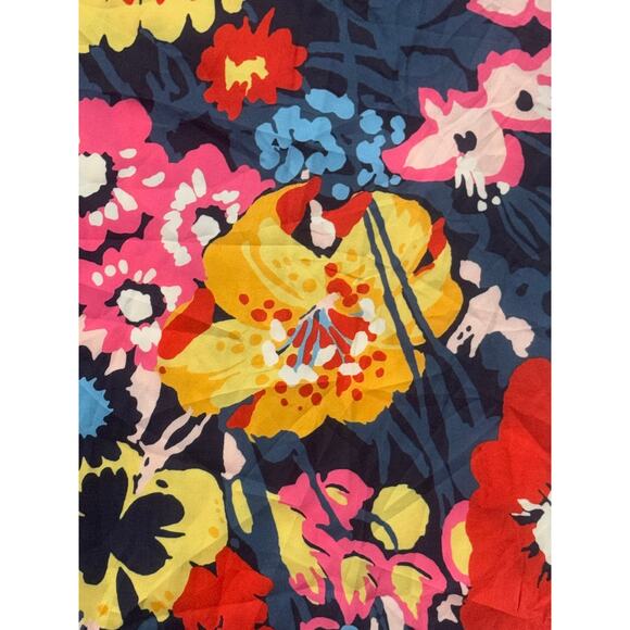 ModCloth Gleeful Again Tie Neck Blouse Womens Large Blue Floral Retro Office - Picture 5 of 11